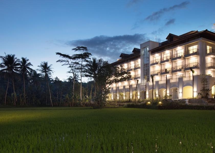 Central Java Borobudur Front of property - evening/night