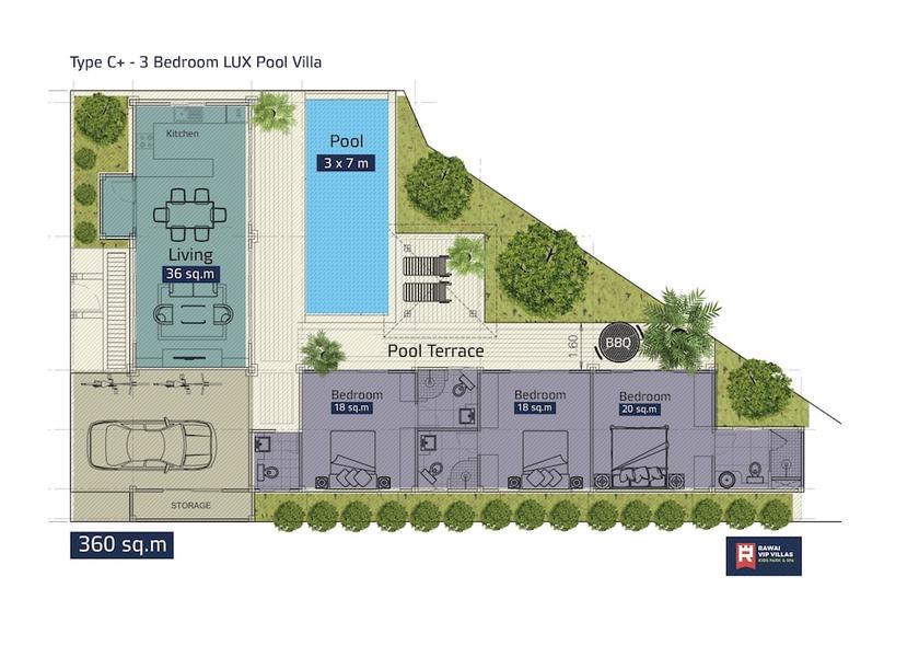 Phuket Rawai Room layout blue print