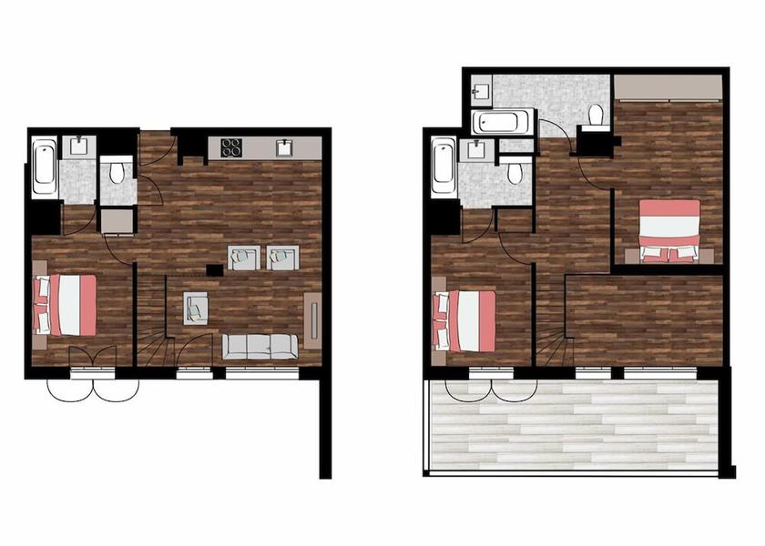 Auvergne-Rhone-Alpes Vallorcine Room layout blue print