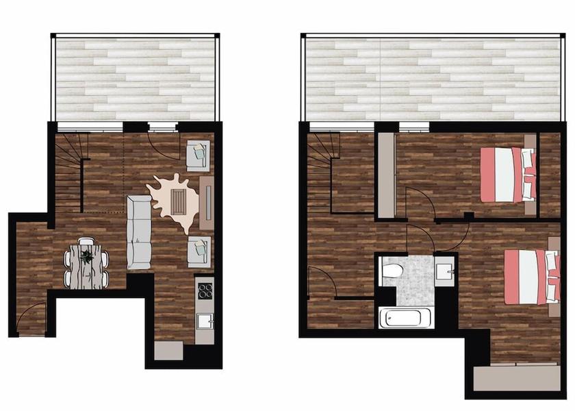 Auvergne-Rhone-Alpes Vallorcine Room layout blue print
