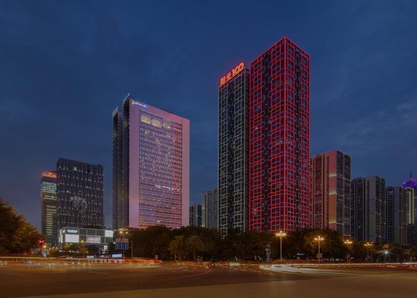 Guangxi Liuzhou Front of property - evening/night