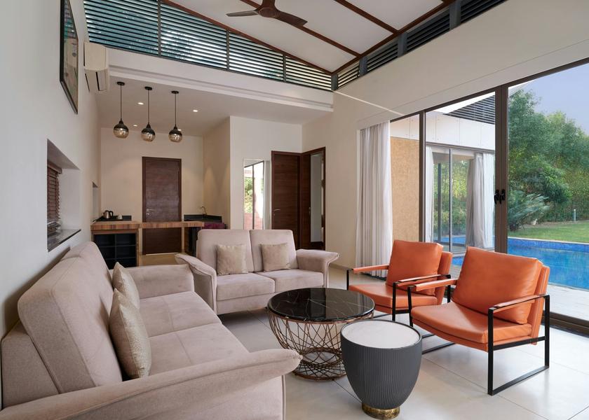 One-Bedroom Villa - Living Room - Pool View