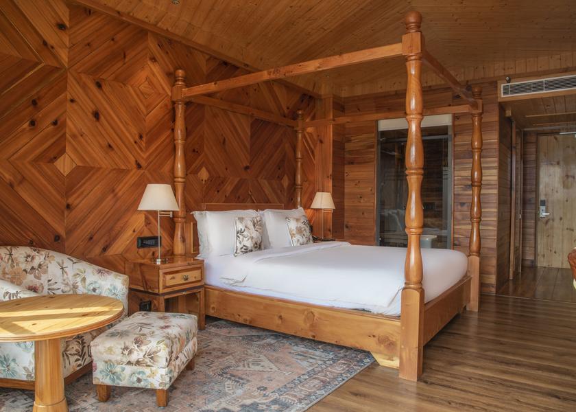 Himachal Pradesh Dharamshala Swiss Chalet 4 Poster Bedroom (Mountain View) 