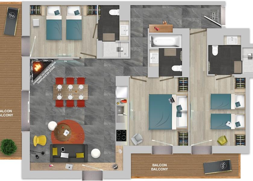 Auvergne-Rhone-Alpes Val-d'Isere Room layout blue print