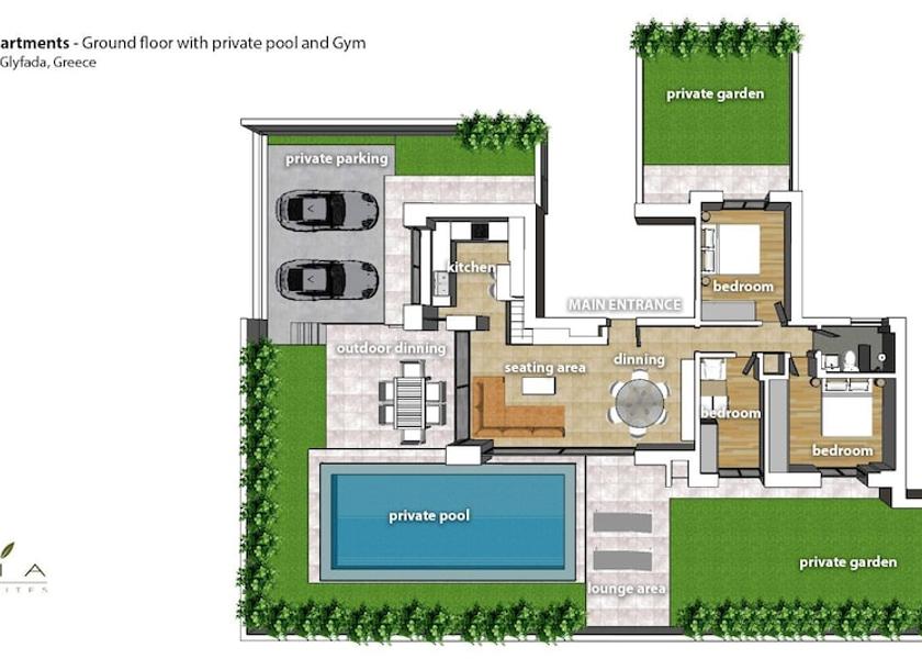 Attica Glyfada Room layout blue print