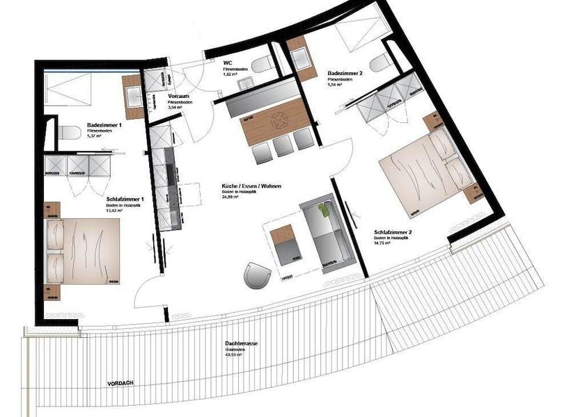 Salzburg State Maria Alm am Steinernen Meer Room layout blue print