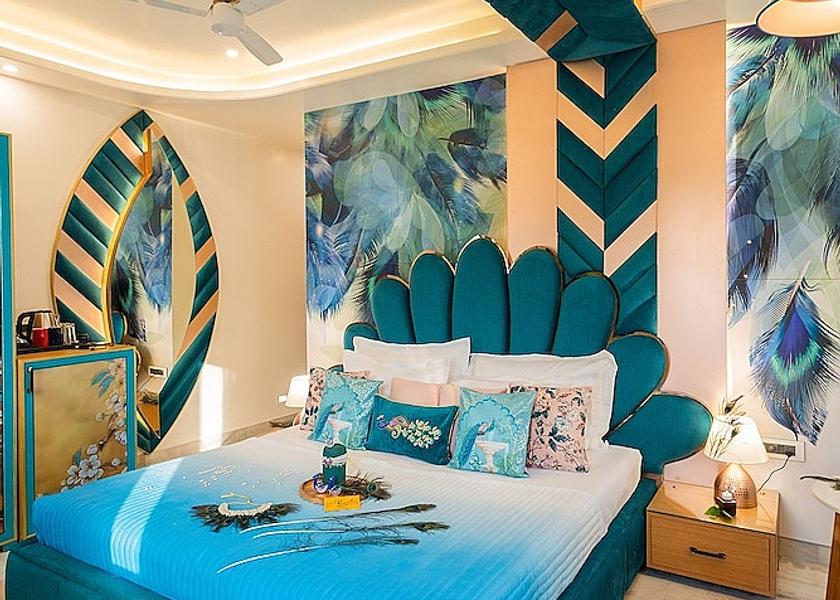 Rajasthan Jaipur Peacock Theme designer Room with 240 degree City view and Beautiful peacock Bed & Sitout (Non Smoking Room)
