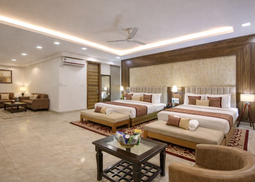 Delhi Delhi Two Double Bed Family Room with Airport Drop