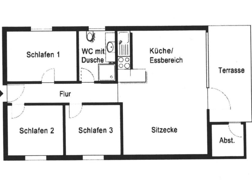 Schleswig-Holstein Gluecksburg Room layout blue print