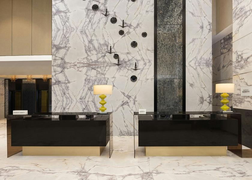 Hotel reception desk with welcoming ambience