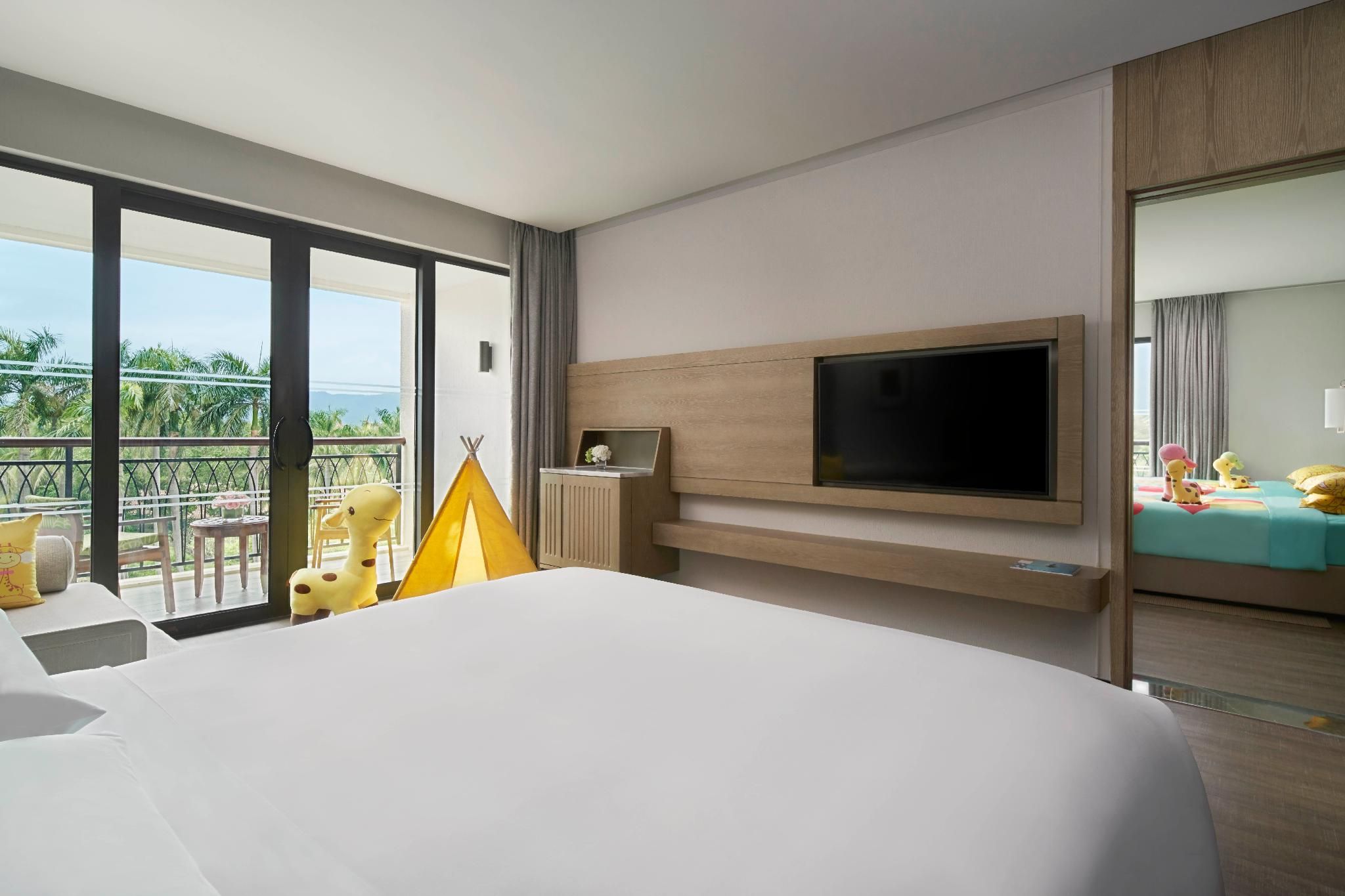 family connecting room, larger guest room, bedroom 1: 1 king, bedroom 2: 1 king, balcony