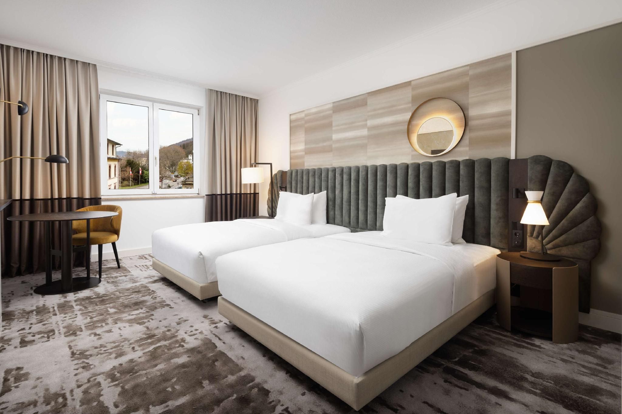 Hilton Heidelberg Two Double Beds Guest Room