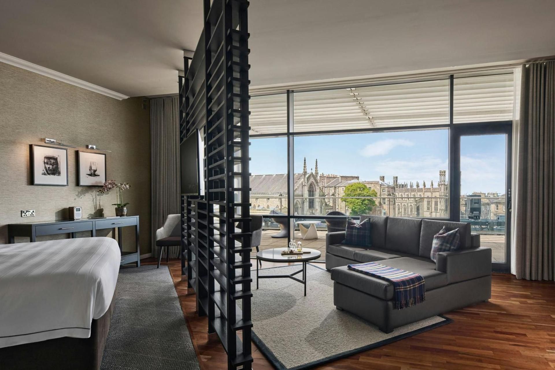 new town terrace suite, studio suite, 1 king, new town view, city view, terrace level, terrace