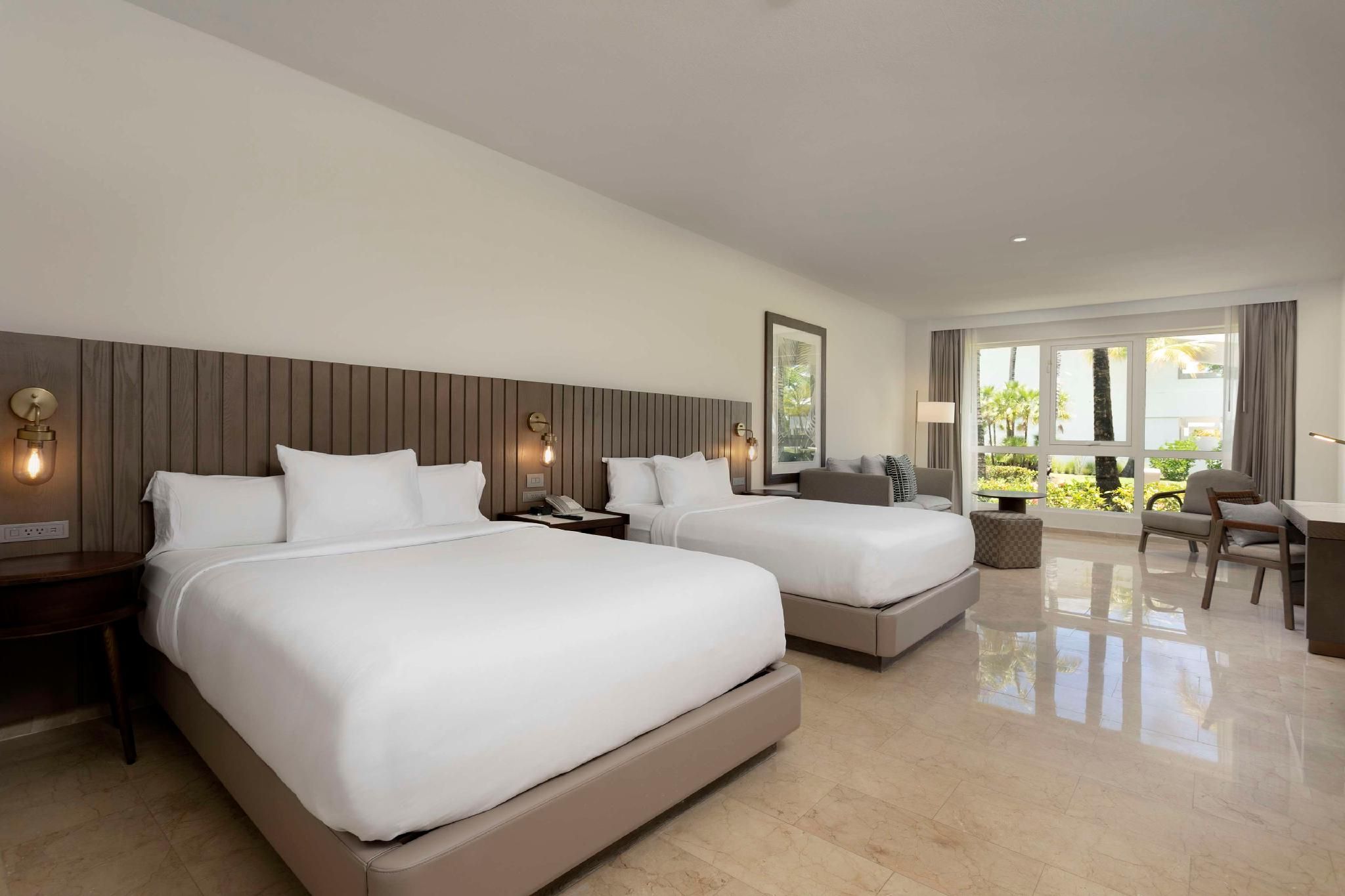 2 Double Beds With Accessible Roll-in Shower