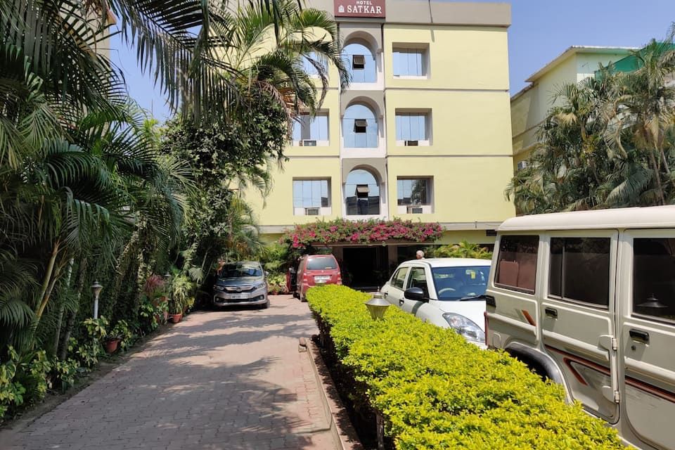 Garden view with facade