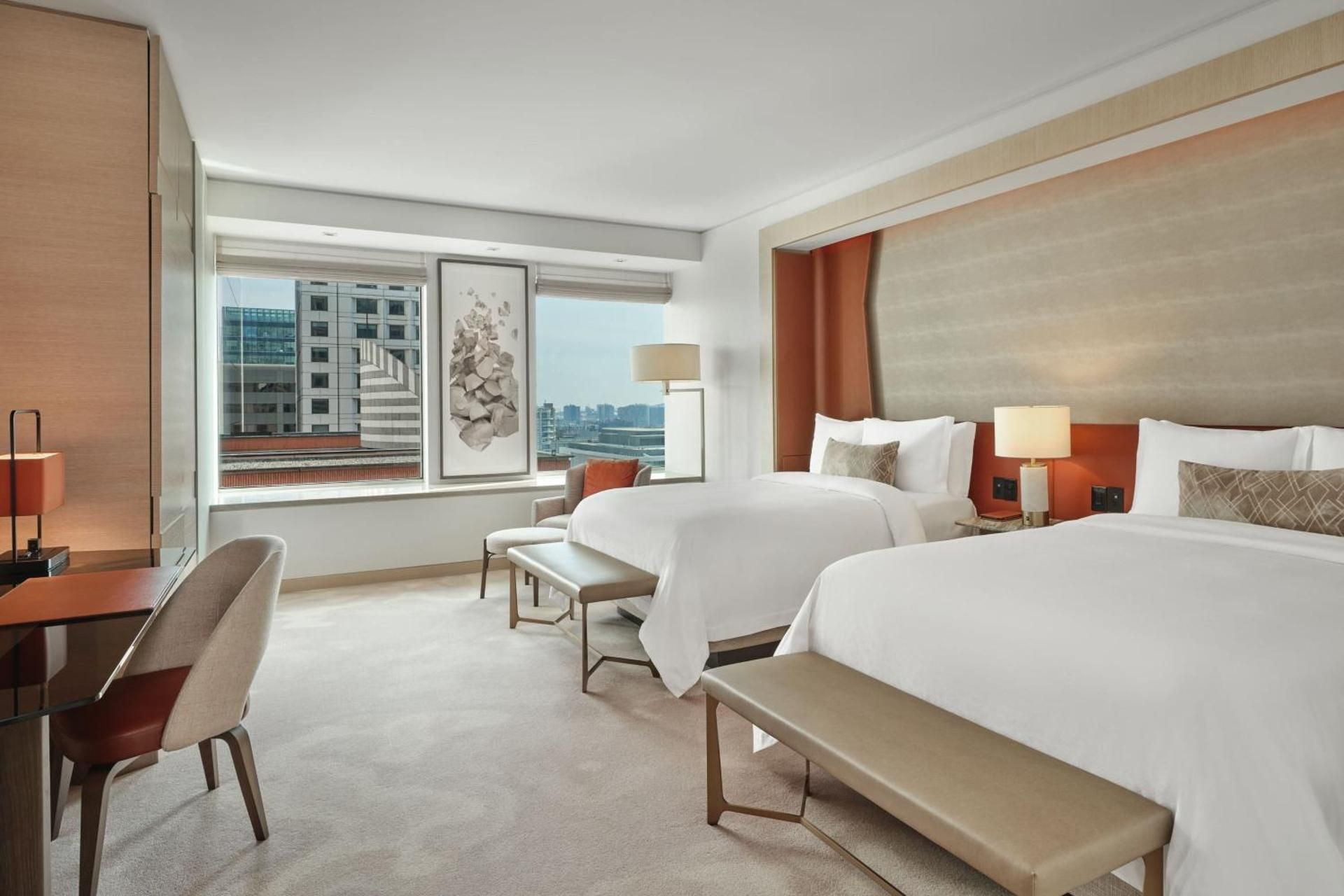 Deluxe Double Room with Two Double Beds, City View and Adapted Tub - Mobility and Hearing Accessible