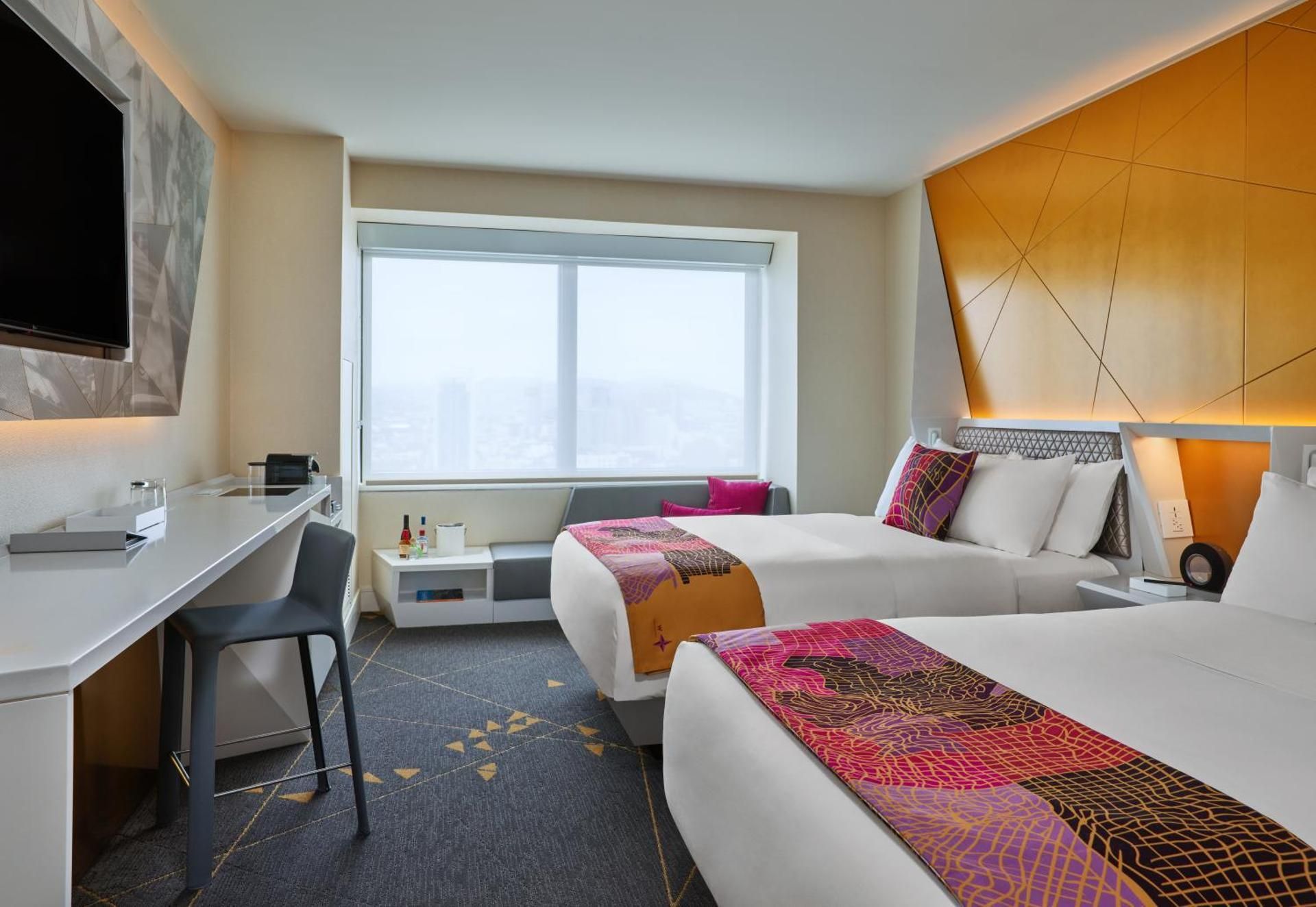 Standard Double Room with Two Double Beds and Roll-In Shower - Mobility and Hearing Accessible