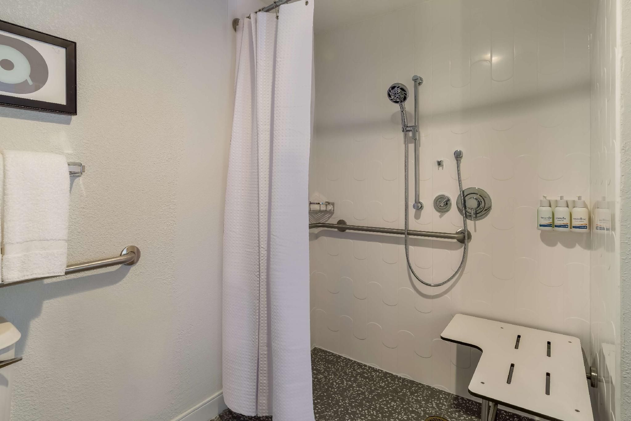 Mobility Accessible Two Bedroom Suite Two Queens Roll-In Shower