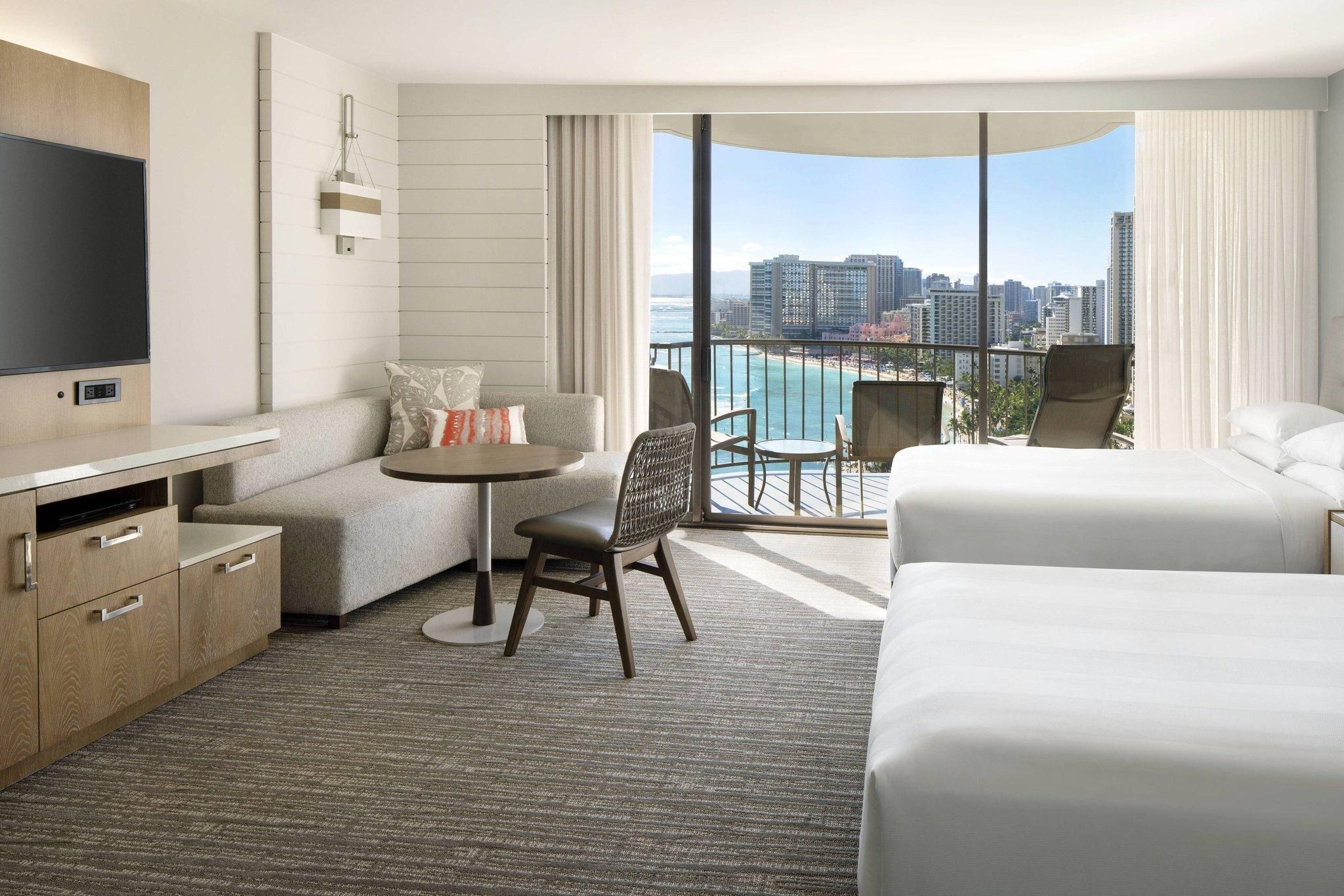 Ocean Front (2 Doubles), Guest room, 2 Double, Oceanfront, Kealohilani Twr, Balcony