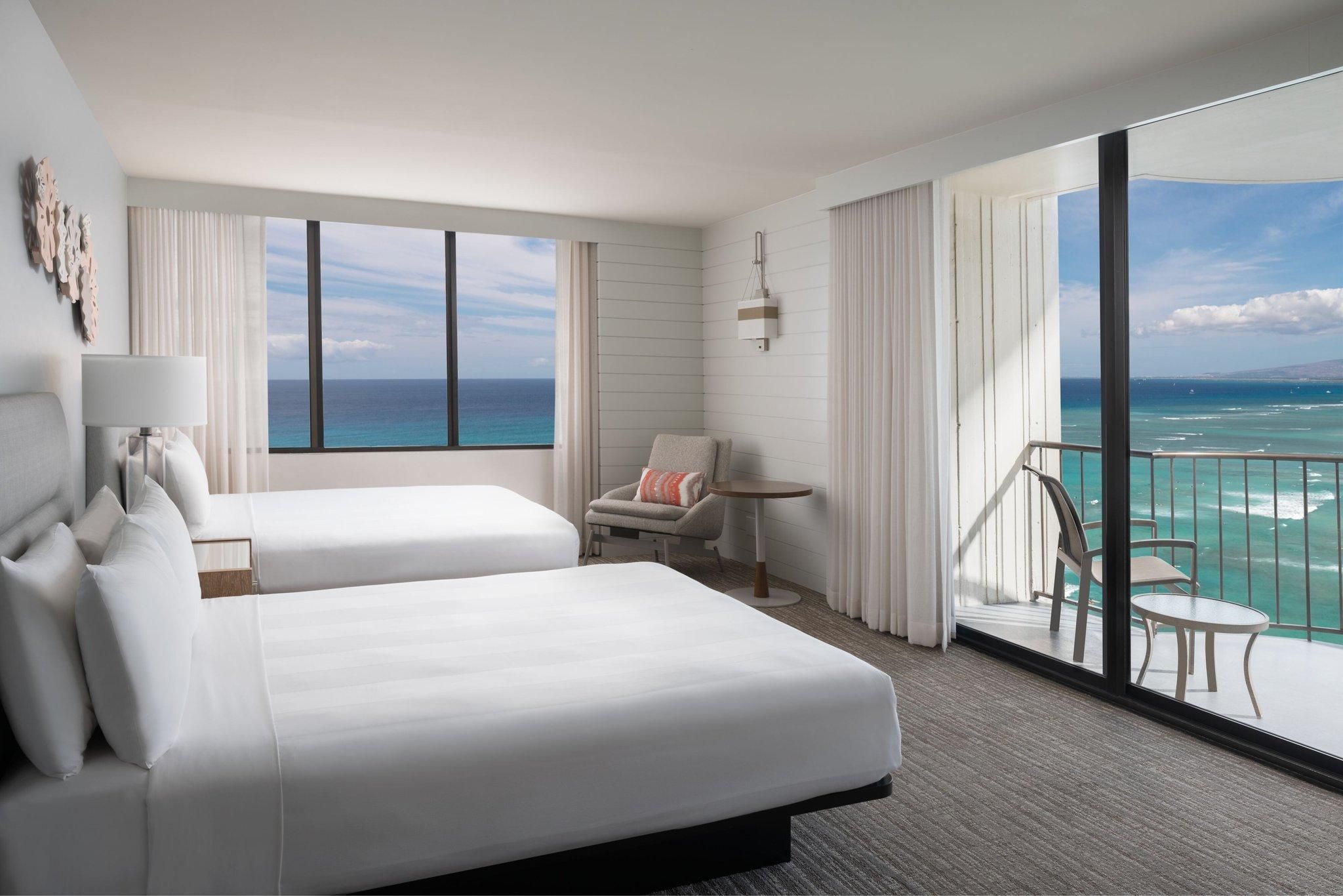 Ocean View, Junior Suite, 2 Double, Ocean view, Kealohilani Twr, Corner room, Balcony