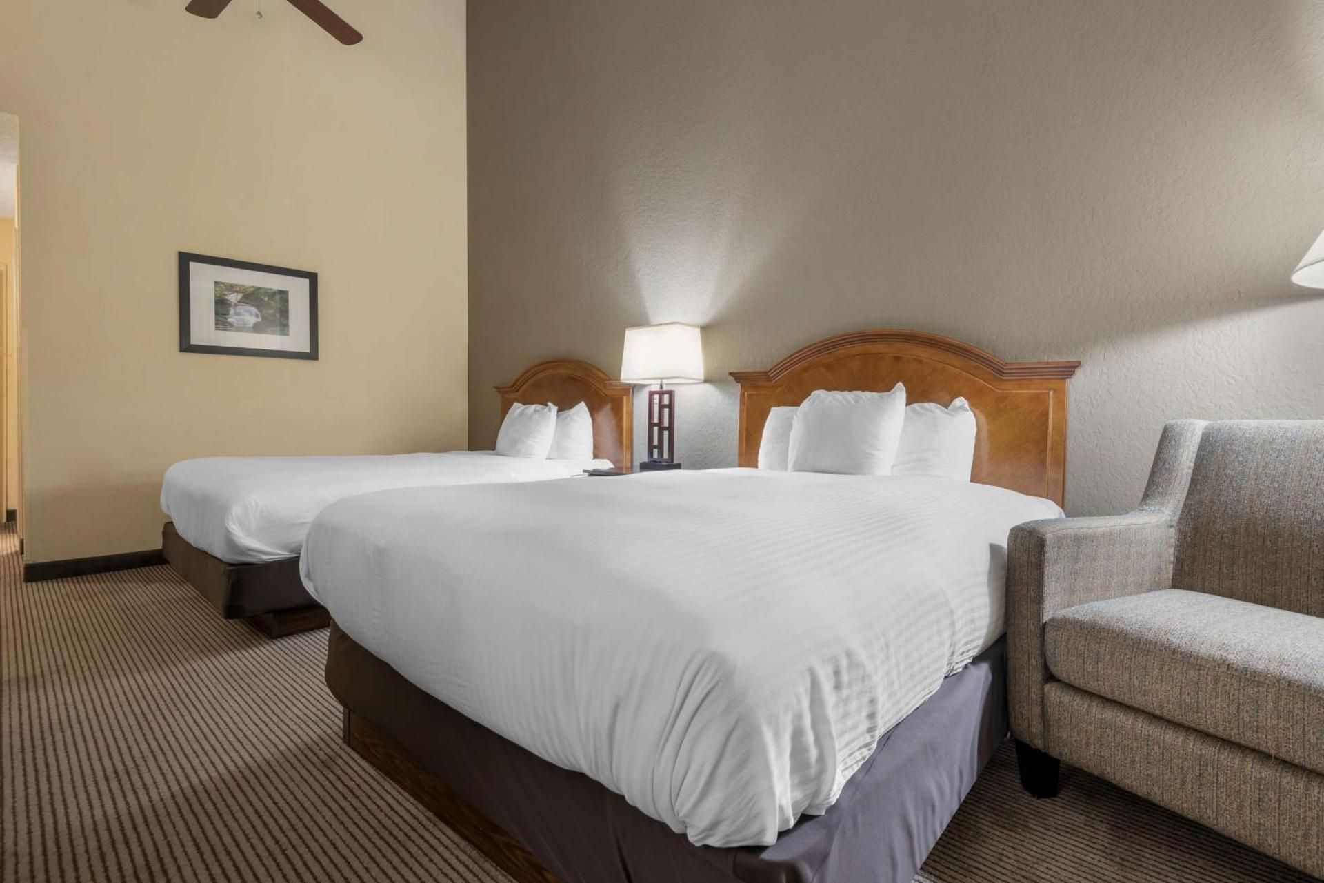 Double Room with Two Double Beds and Roll-In Shower - Disability Access