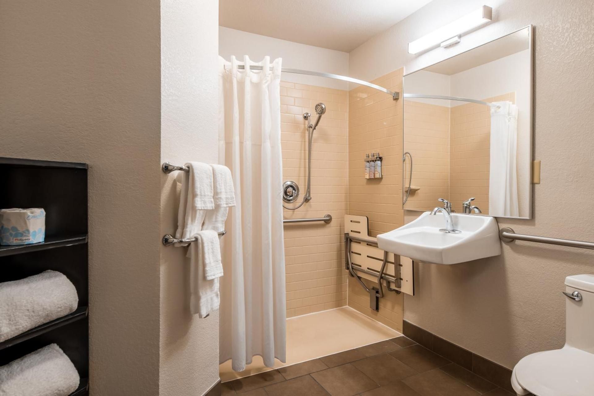 Mobility Accessible Studio Suite Queen Roll-In Shower