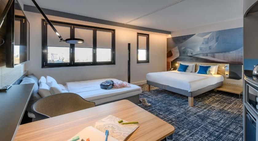 Novotel Suites Berlin City Potsdamer Platz Standard Suite with double bed, single sofa bed, kitchenette ideal for guests with limited