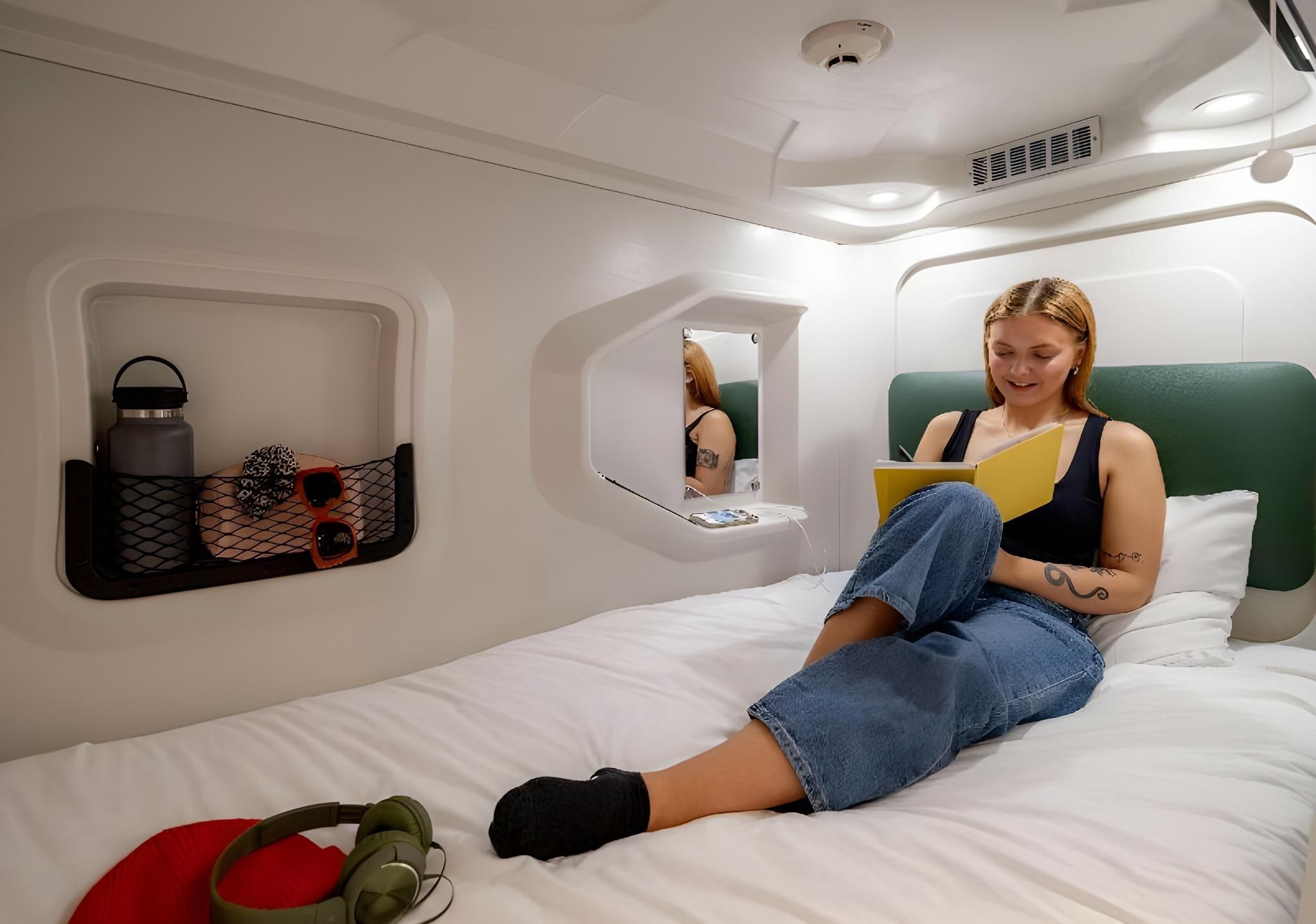 bed in dormitory pod-female