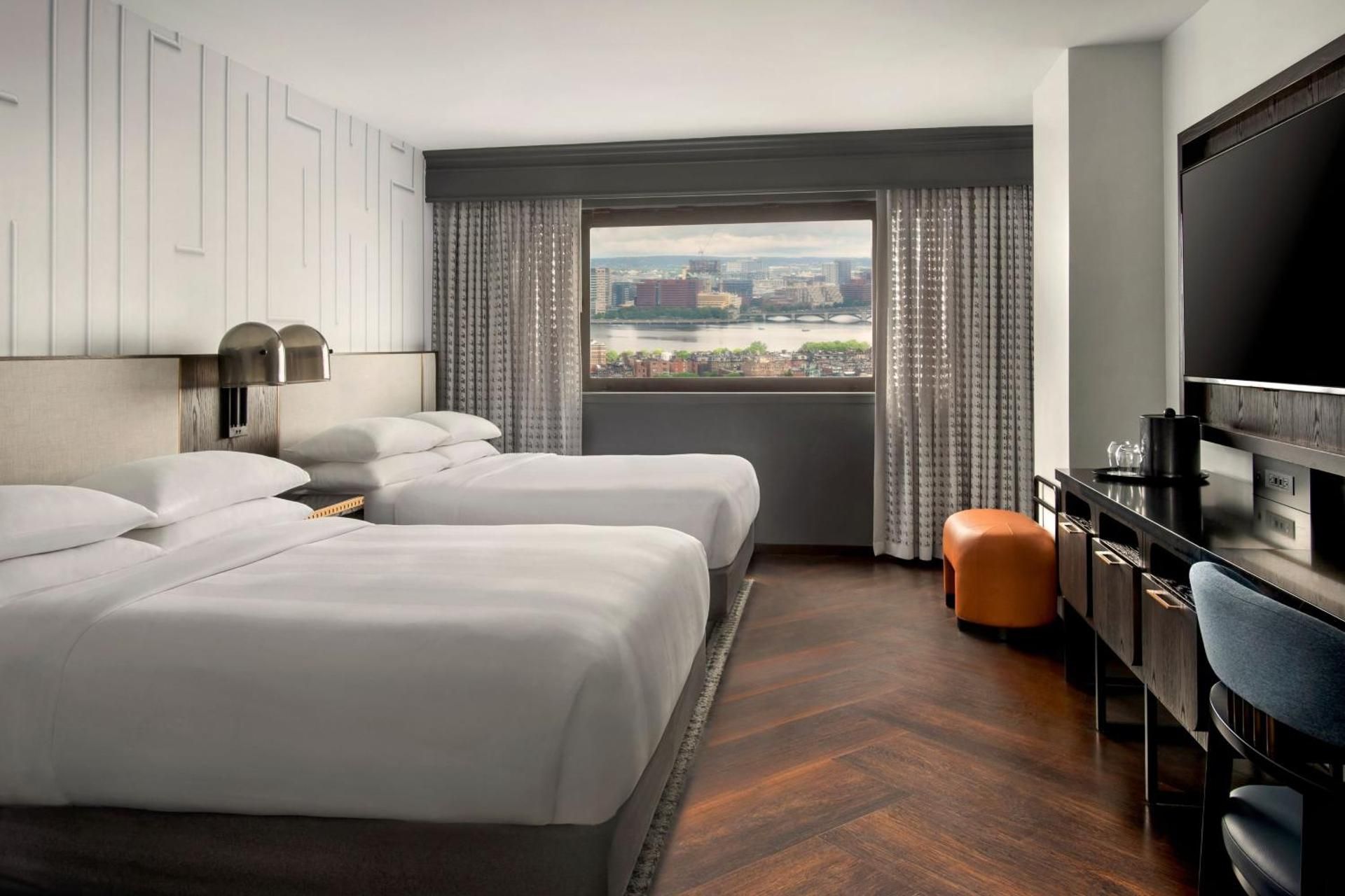 Guest room, 2 Queen, Charles River view (Mobility Accessible w/ Roll-in Shower)