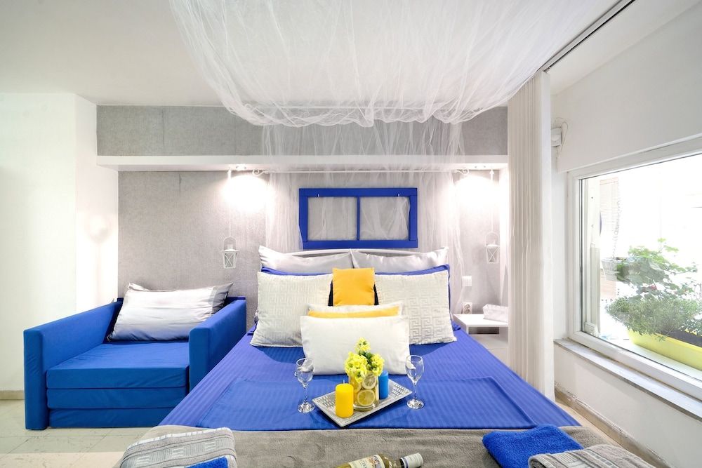 Santorini Style in Athens, Greece Design Studio Suite, 1 Double Bed, City View