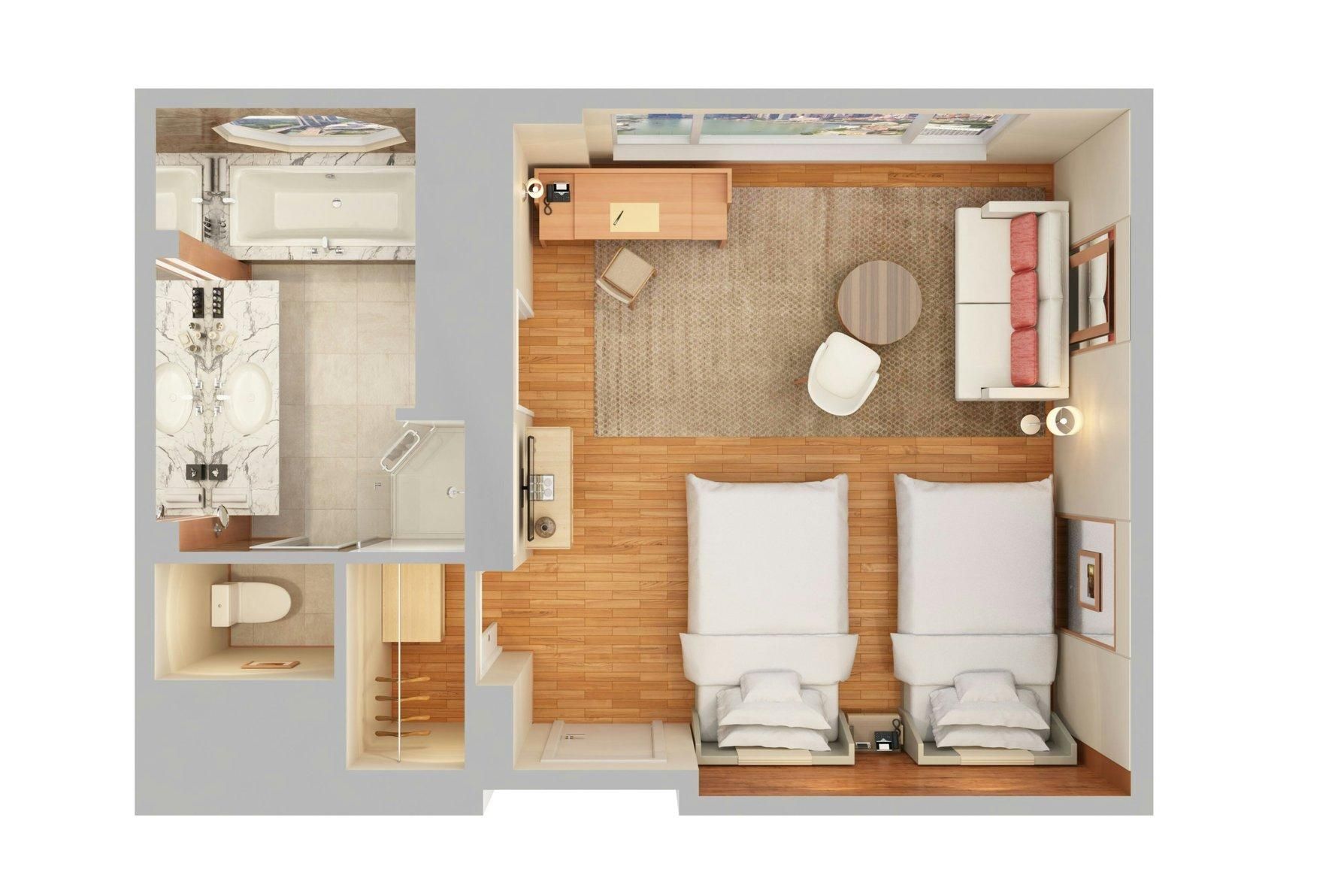 Club Deluxe Marina, Club lounge access, Guest room, 2 Twin, Marina Bay view