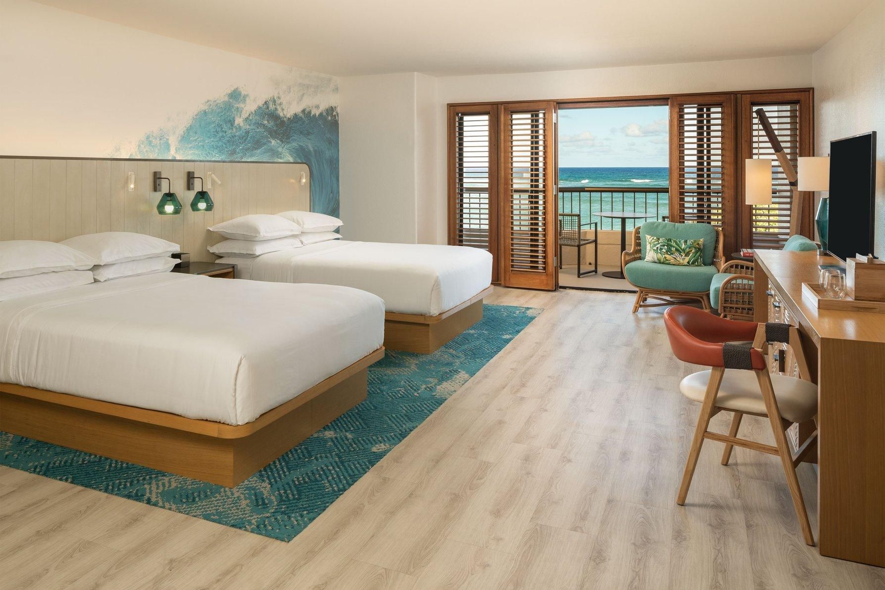 Deluxe Oceanfront Queen, Guest room, 2 Queen