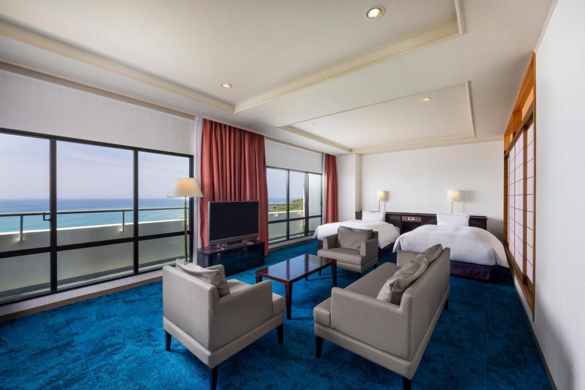 Classic Junior Suite, Japanese-Western Style, 2 Single Beds And 3 Futon Beds, Ocean/Sea View