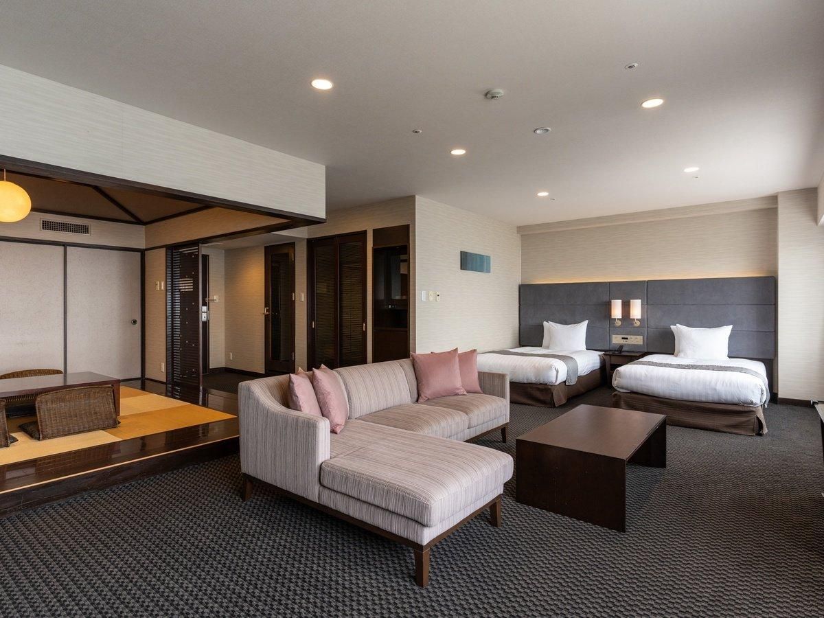 Standard Junior Suite, Japanese-Western style, 2 single beds and 3 futon beds, Ocean view