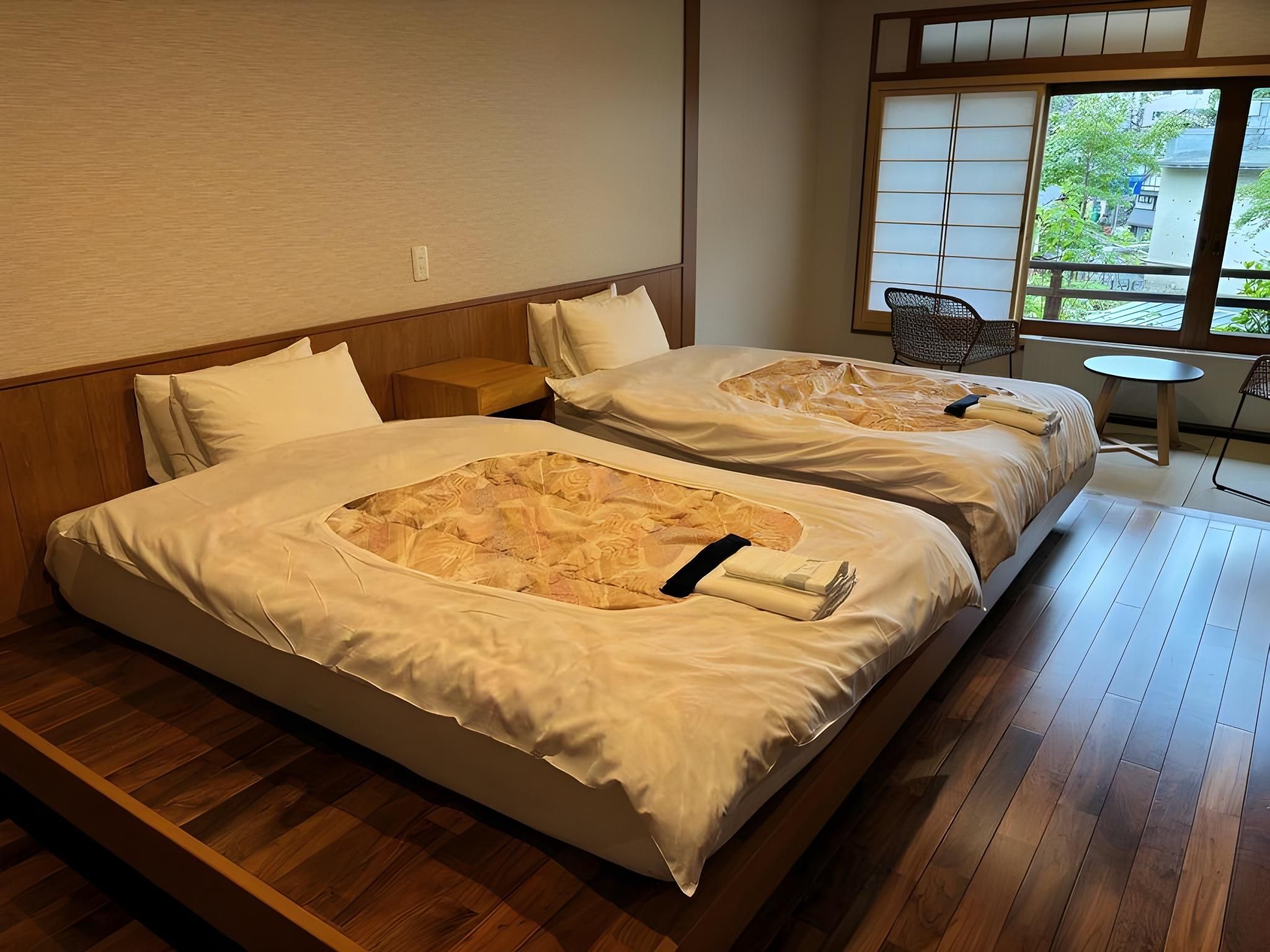 Japanese Twin Room with Wooden Flooring - No Bath, No Shower