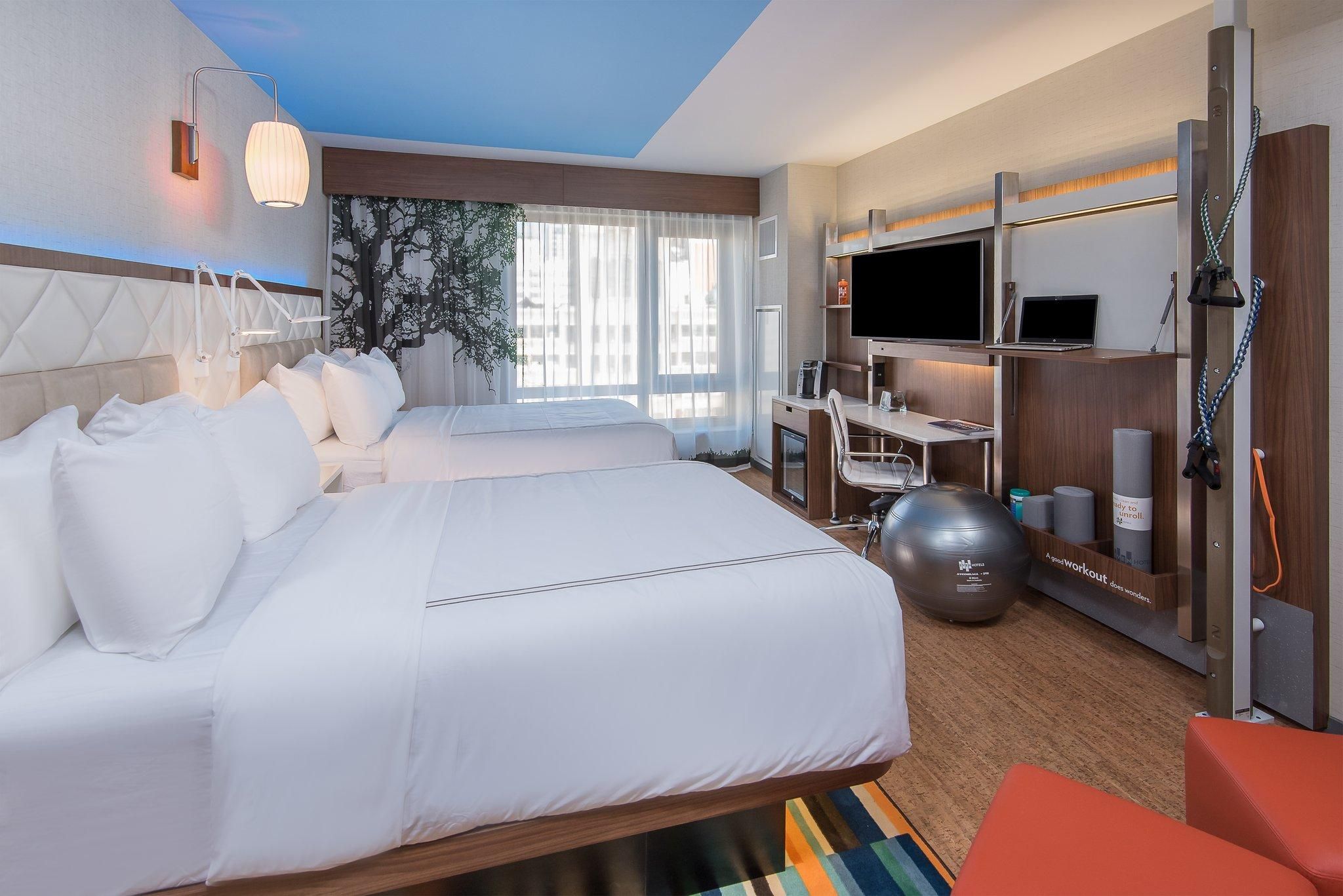 2 Double Beds Standard Communication Accessible Bathtub
