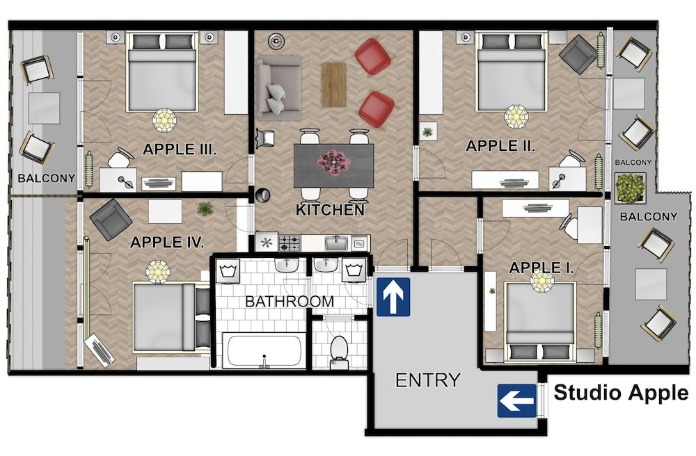 New Town - Apple Apartments Economy Studio, 1 King Bed, Balcony 13