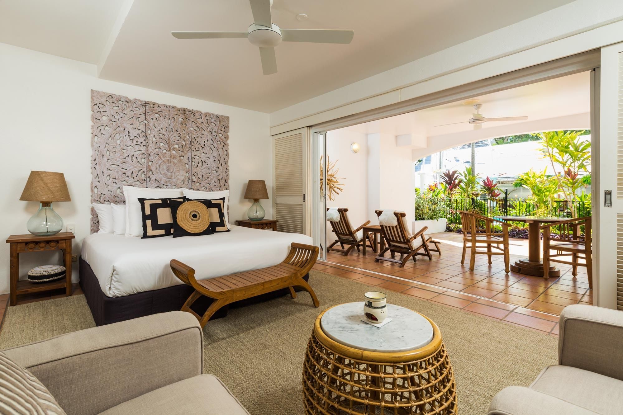 Verandah King Room Packages: Spacious outdoor living with uninterrupted pool and garden views