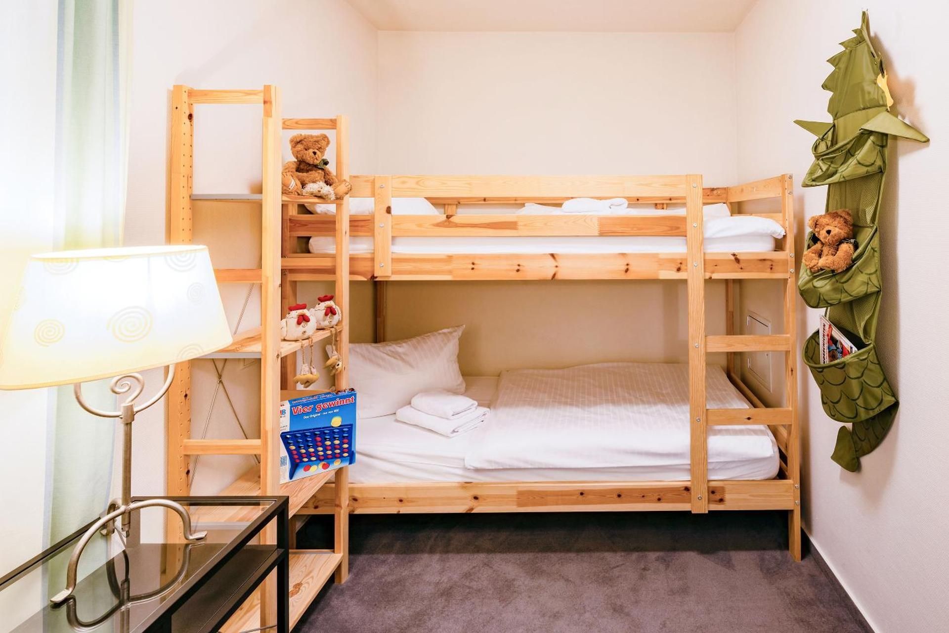 Large double room with garden view and separate children's room