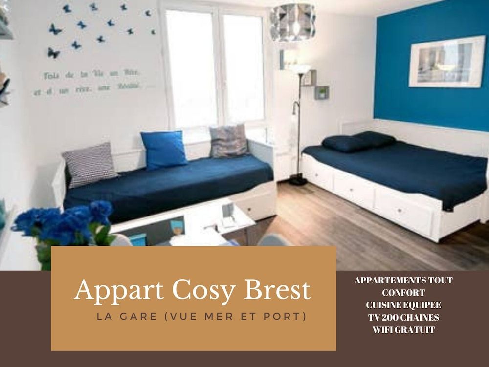 Appart Cosy Brest vue mer Studio, Private Bathroom, Sea View 2