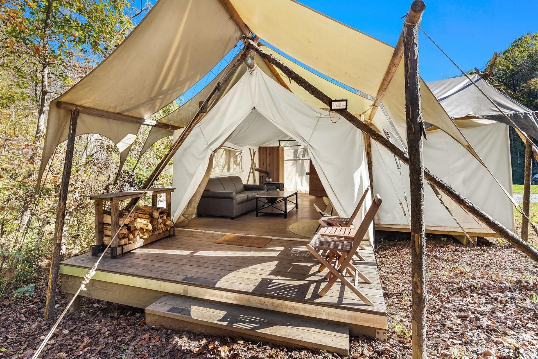 Under Canvas Great Smoky Mountains Suite Tent with Private Bathroom and Kids Tent 2