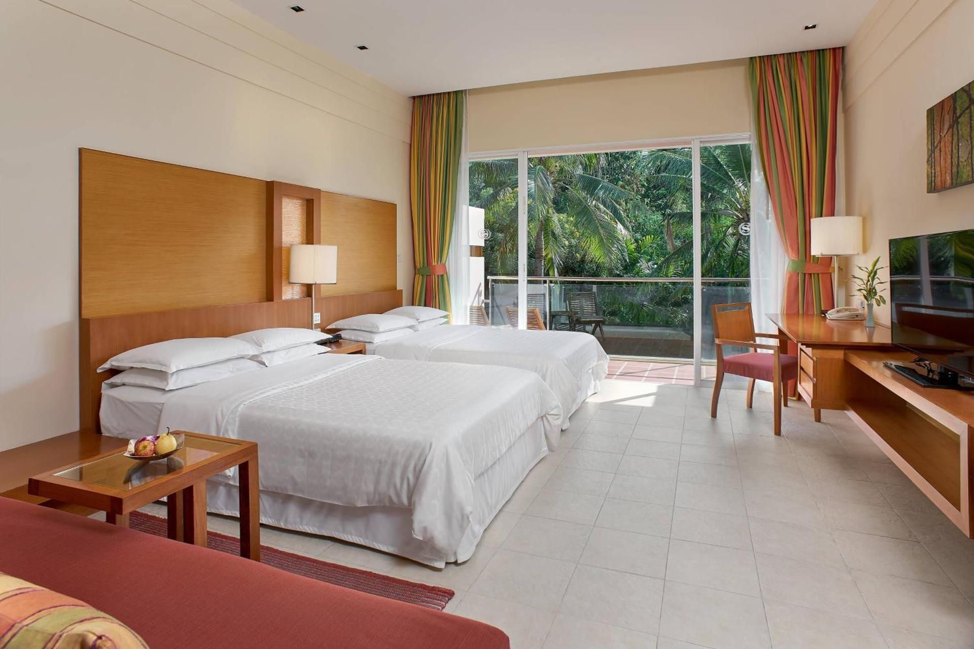 guest room, 2 double, sofa bed, garden view, balcony