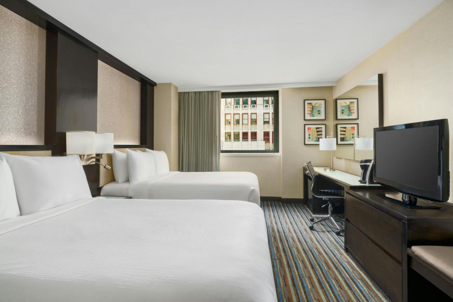Double Room with Two Double Beds and Roll-in Shower - Mobility and Hearing Accessible