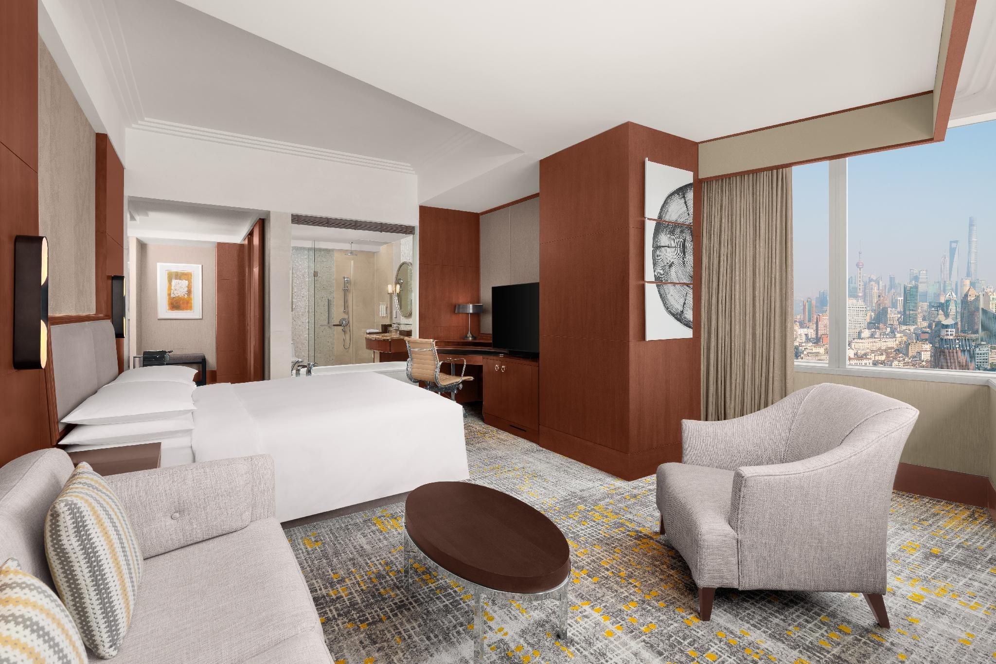 Club lounge access, Executive Guest room, 1 King, Bund view, City view, High floor