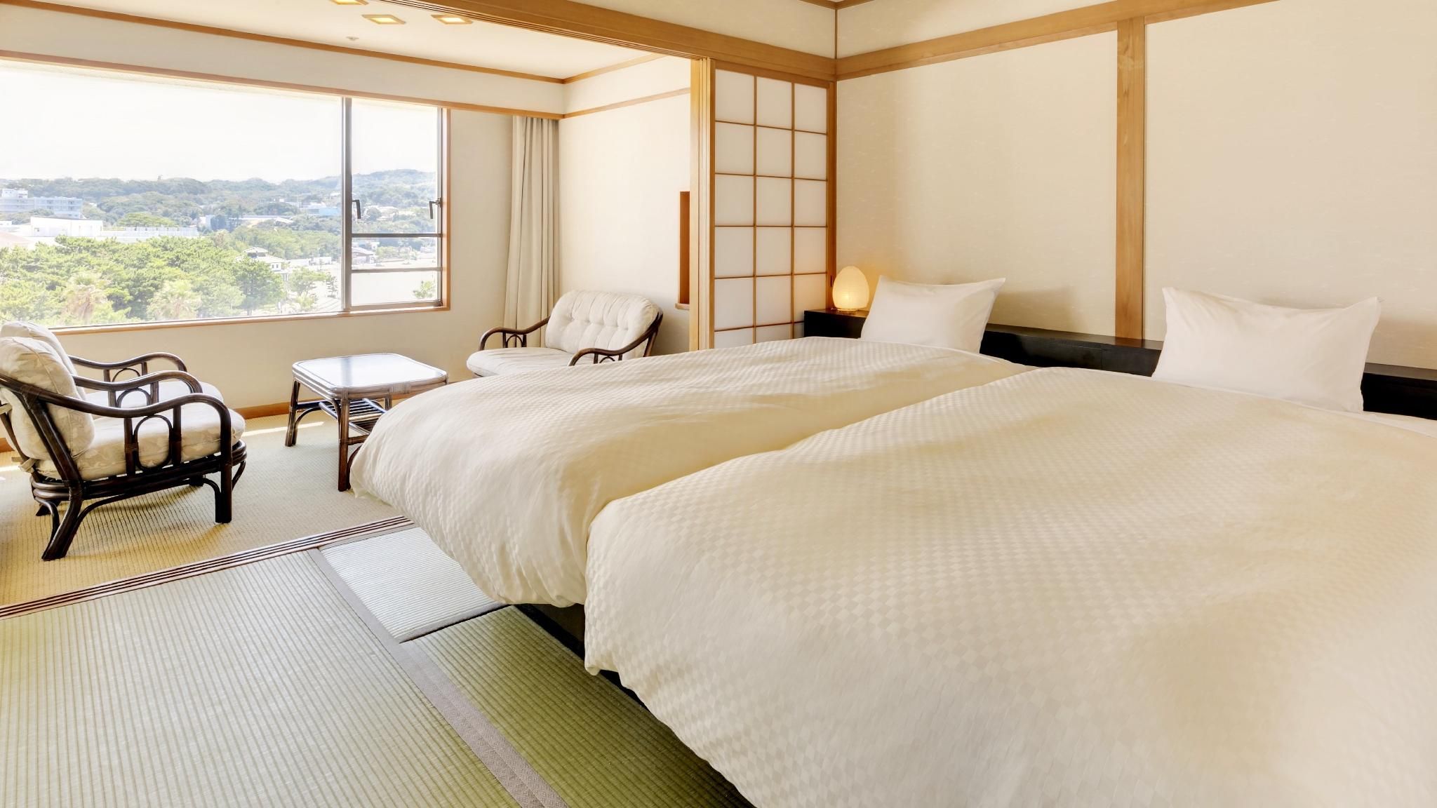 Deluxe Japanese Room with Twin Beds with Ocean View - Non-Smoking