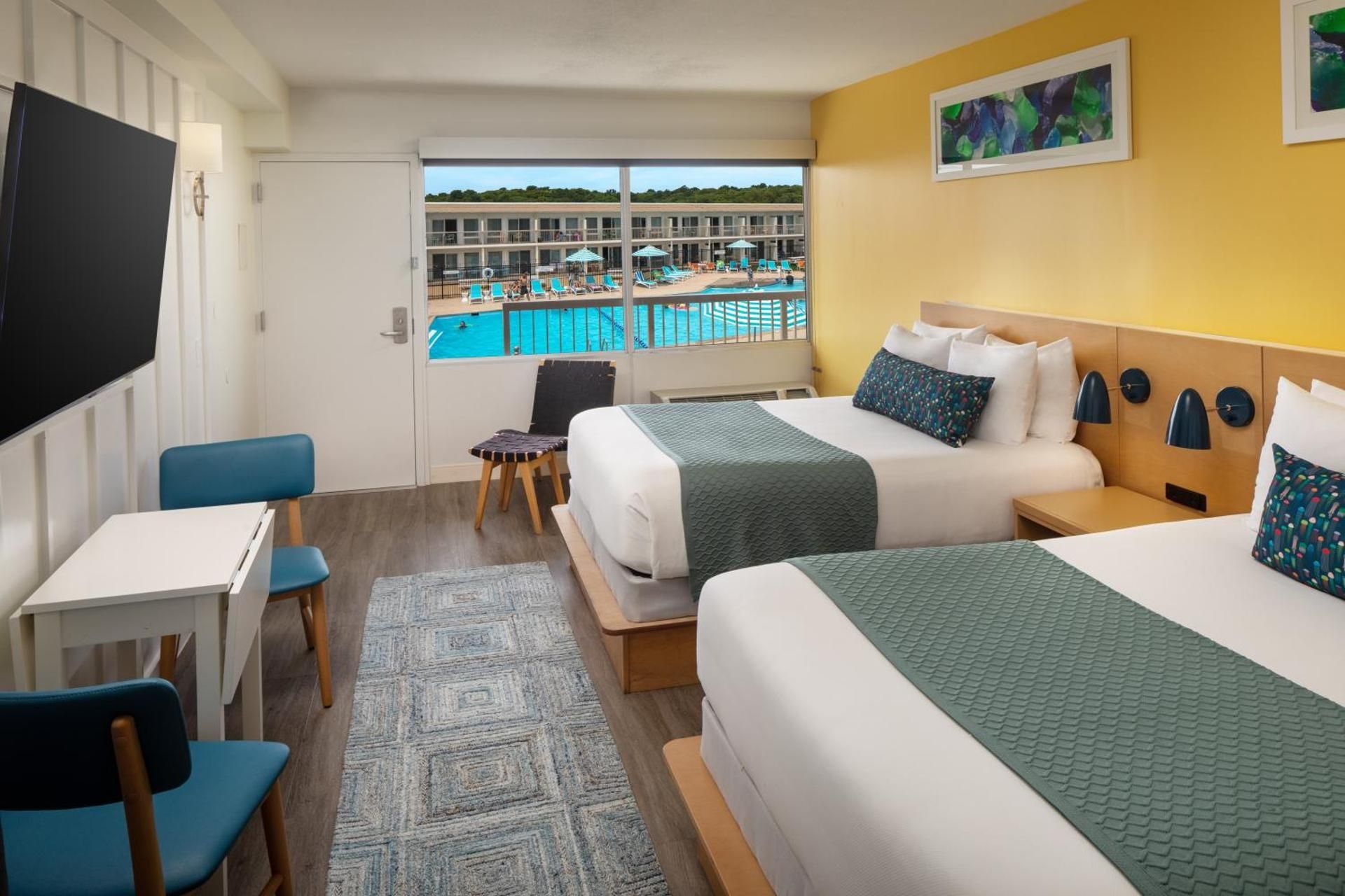 Courtyard View with Two Double Beds