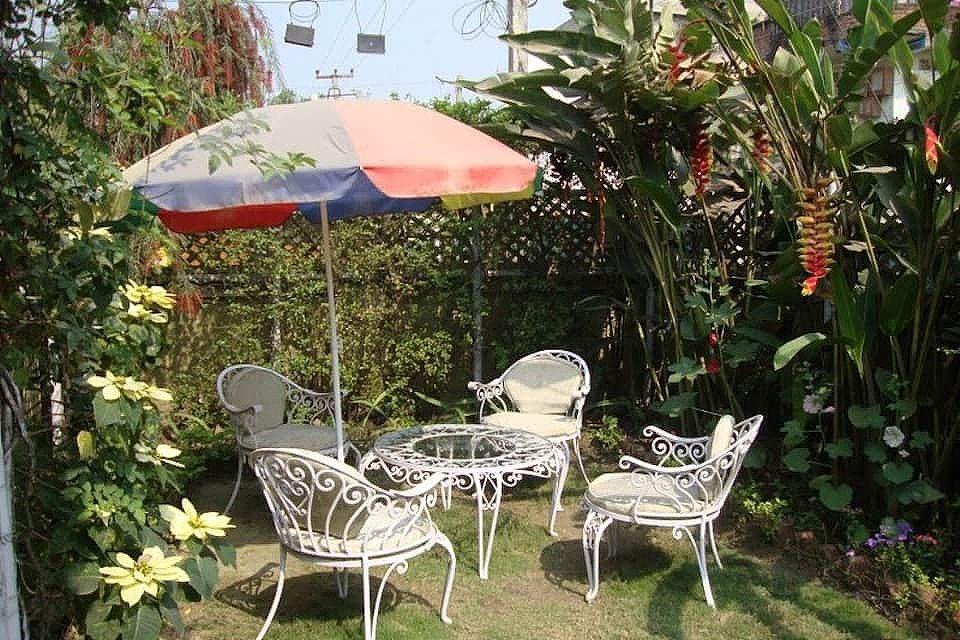sitting area in garden