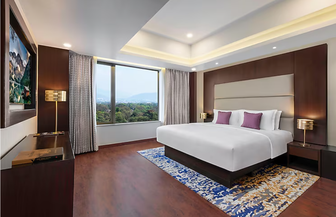 Premium room with City and Hill view king bed.