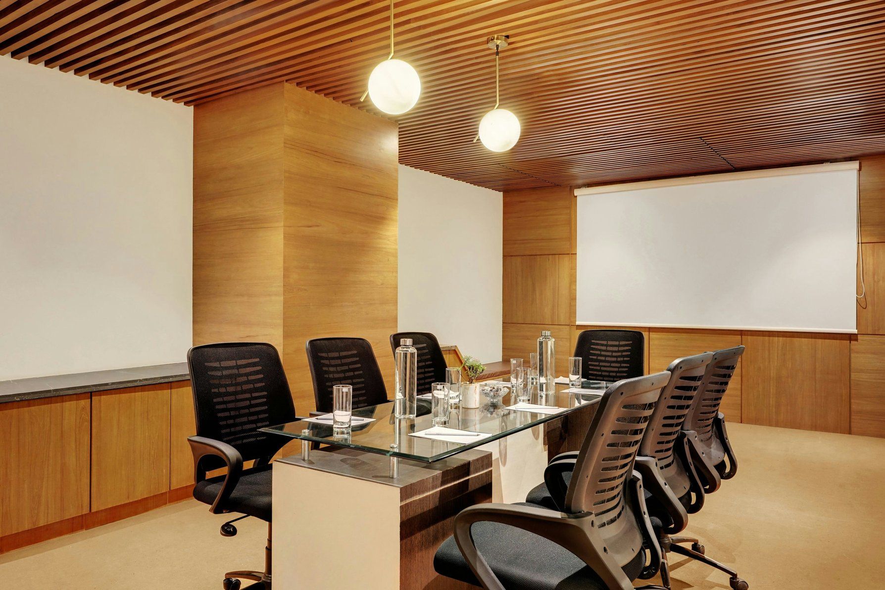 Boardroom - Projecter Screen - Glass Table