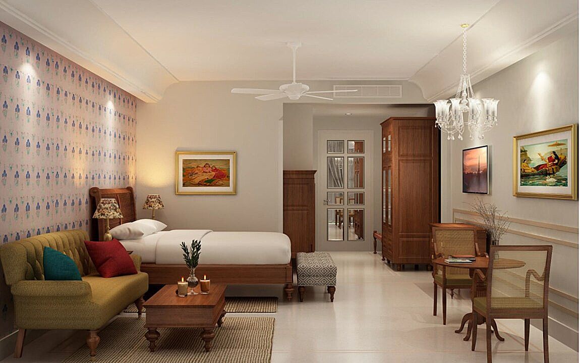 Pilibhit House Haridwar Deluxe Room Courtyard Facing King Bed 2
